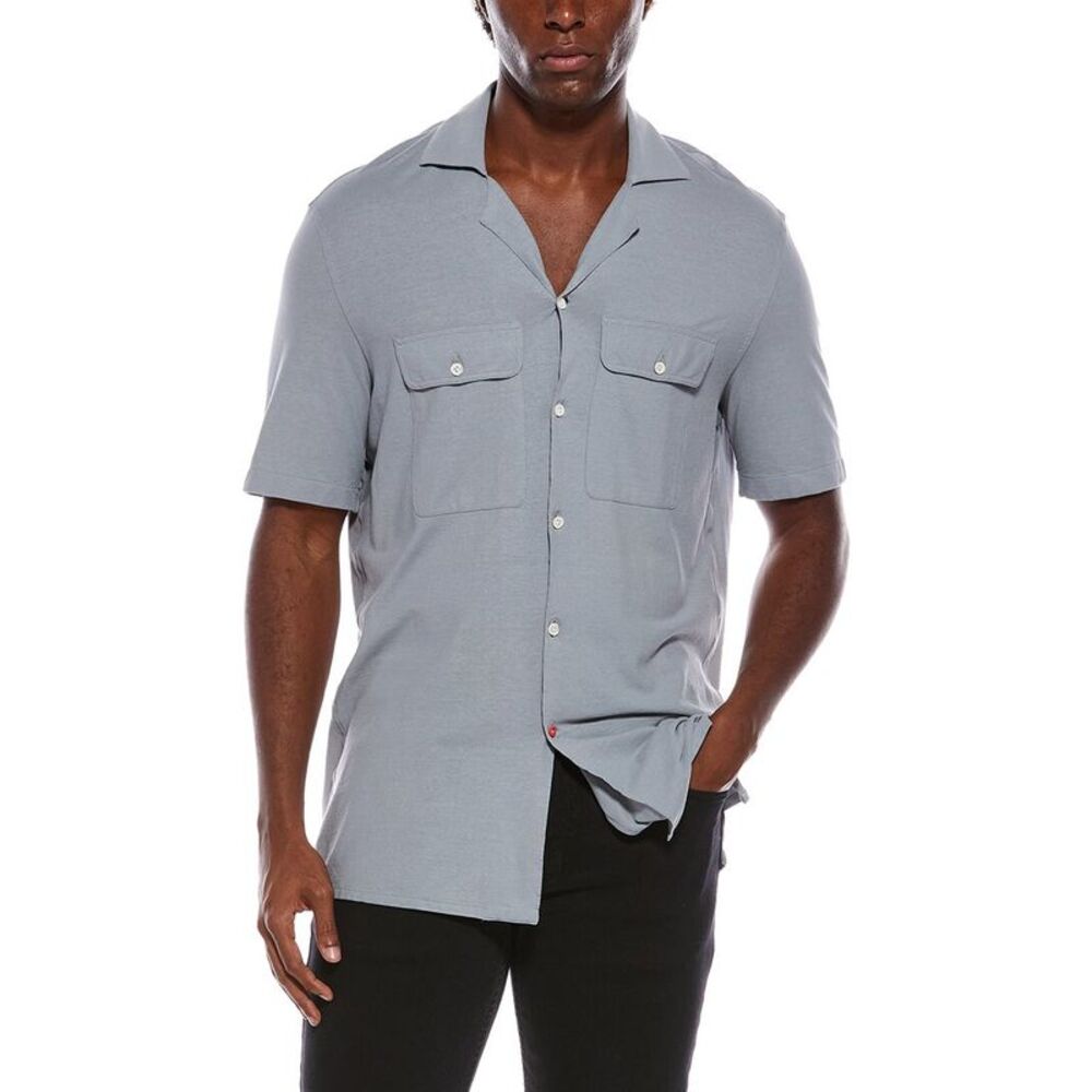 Isaia Mens  Sport Shirt, Blue